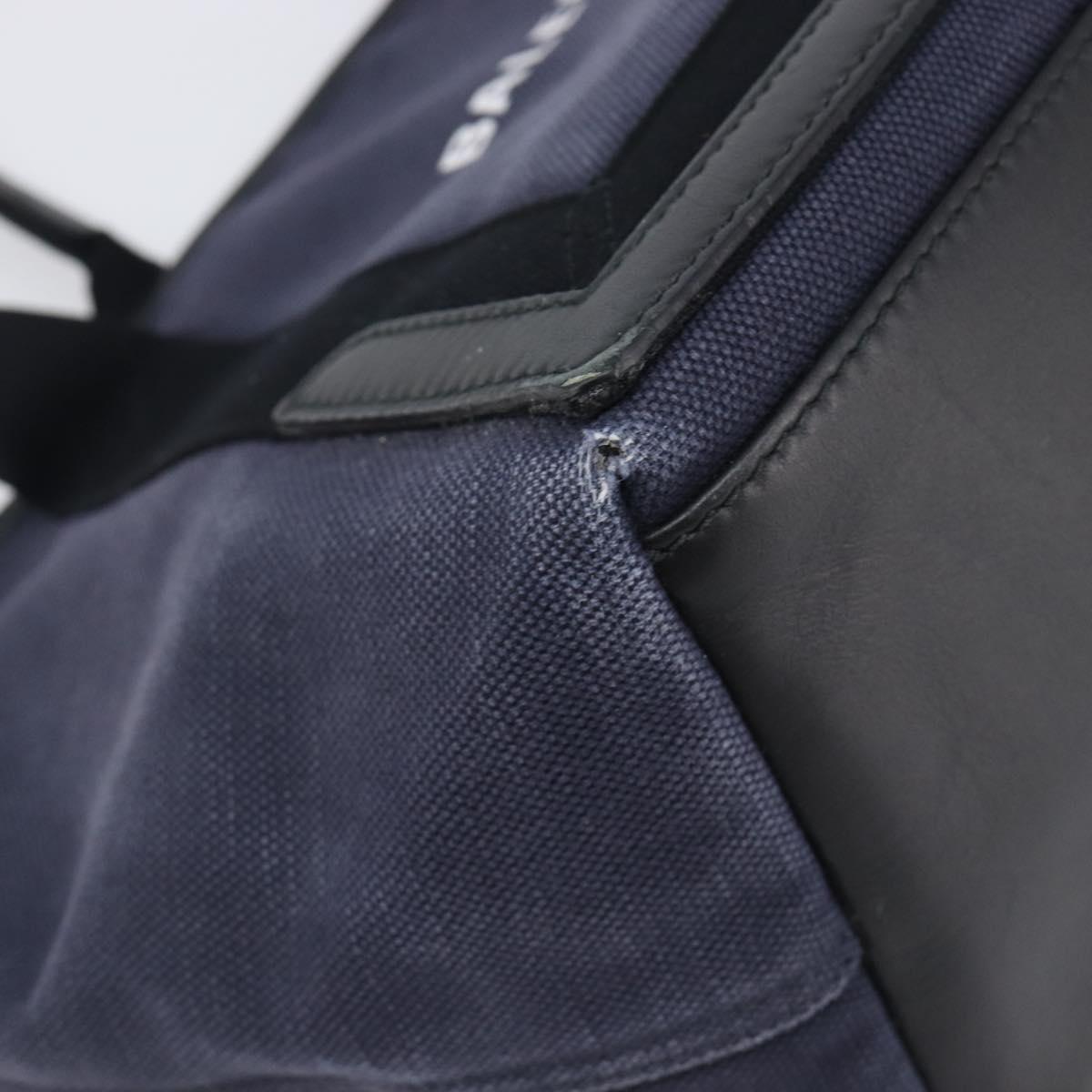 Balenciaga Navy Cabas S Hand Bag Canvas Navy Silver 339933 Auth 205192