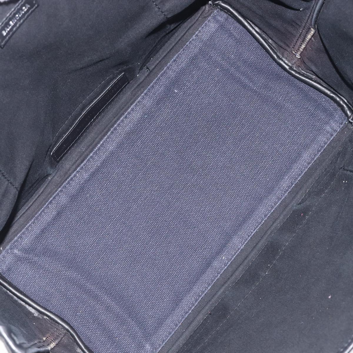 Balenciaga Navy Cabas S Hand Bag Canvas Navy Silver 339933 Auth 205192