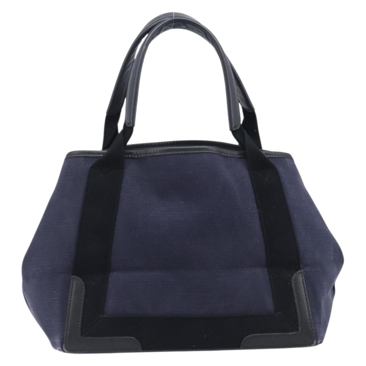 Balenciaga Navy Cabas S Hand Bag Canvas Navy Silver 339933 Auth 205192