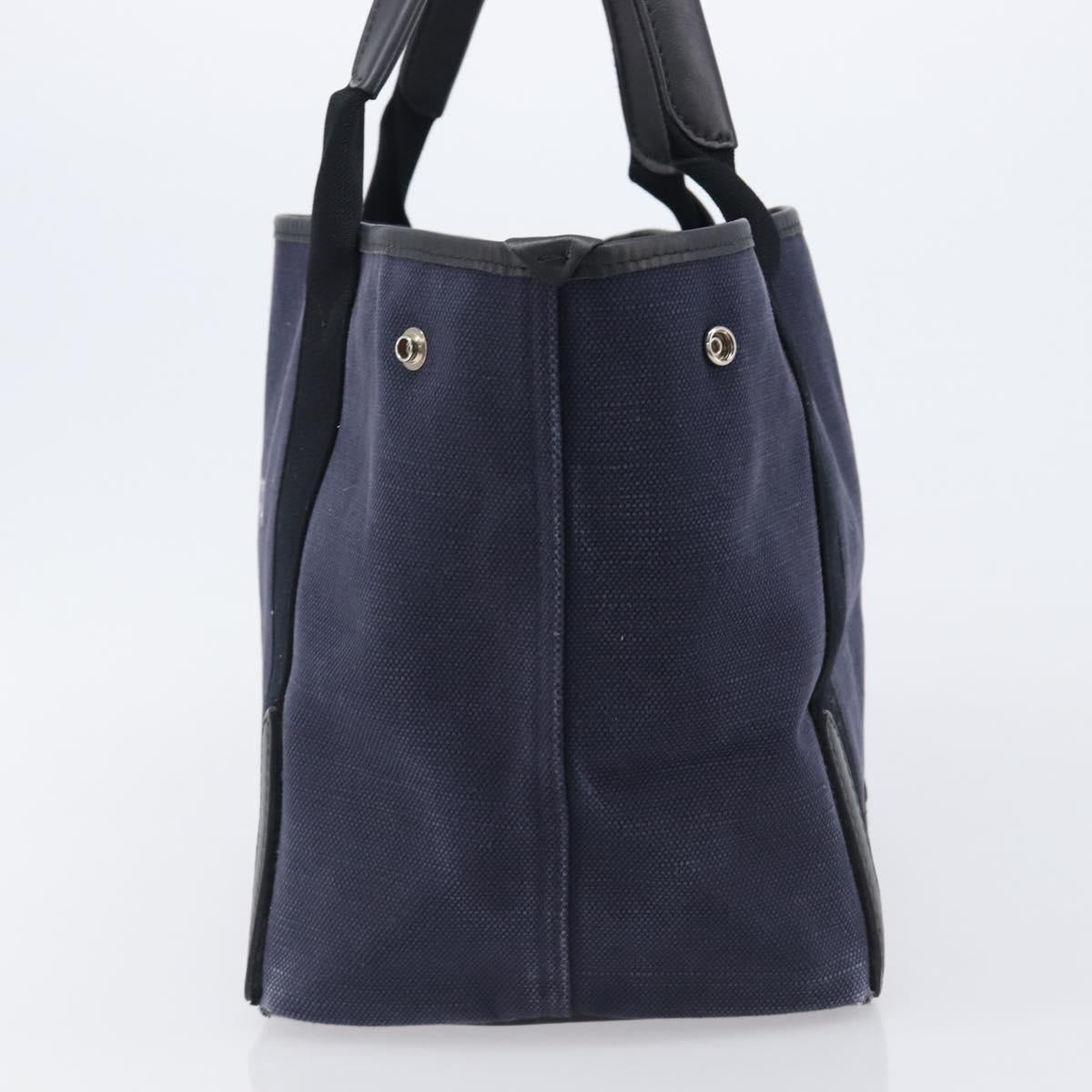 Balenciaga Navy Cabas S Hand Bag Canvas Navy Silver 339933 Auth 205192