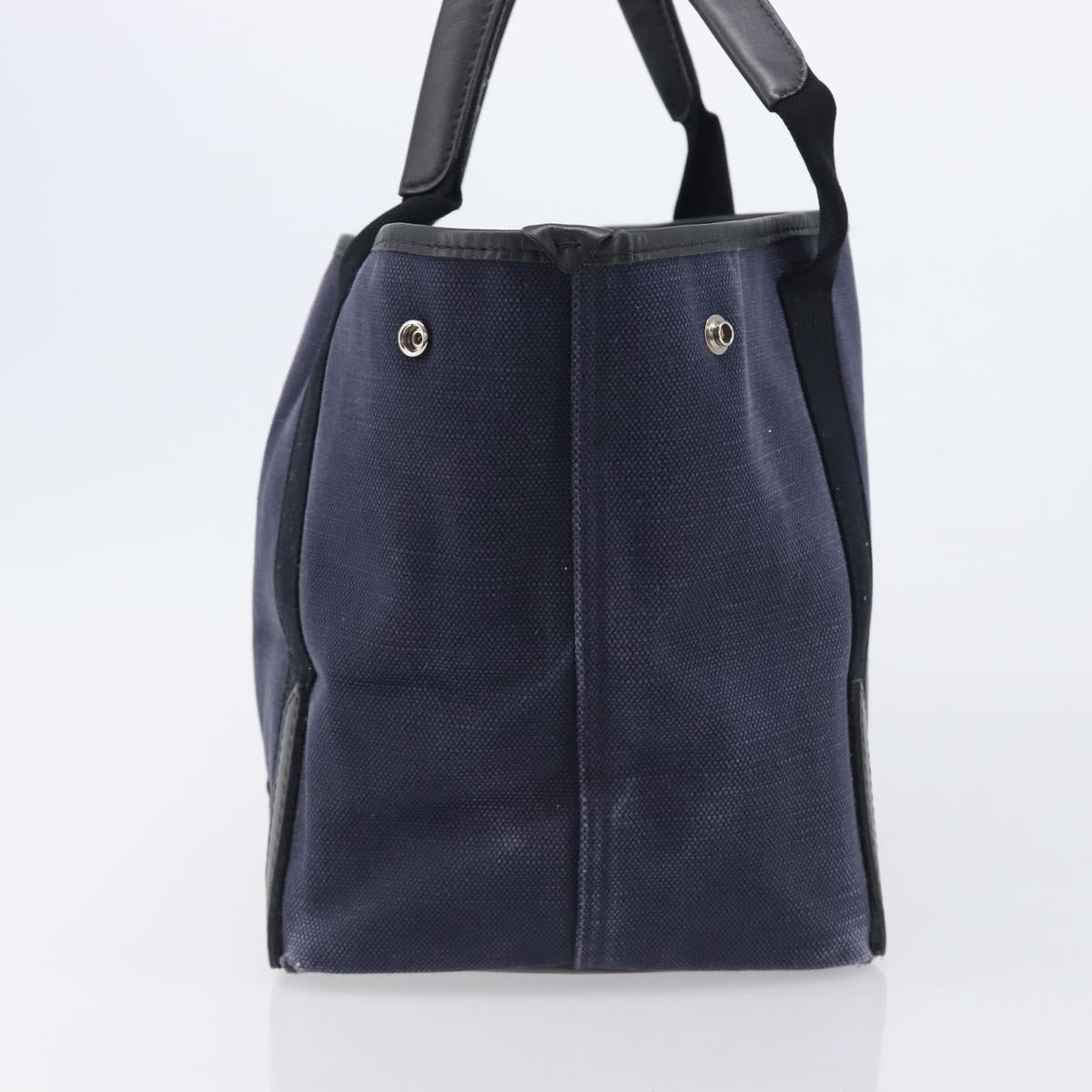 Balenciaga Navy Cabas S Hand Bag Canvas Navy Silver 339933 Auth 205192