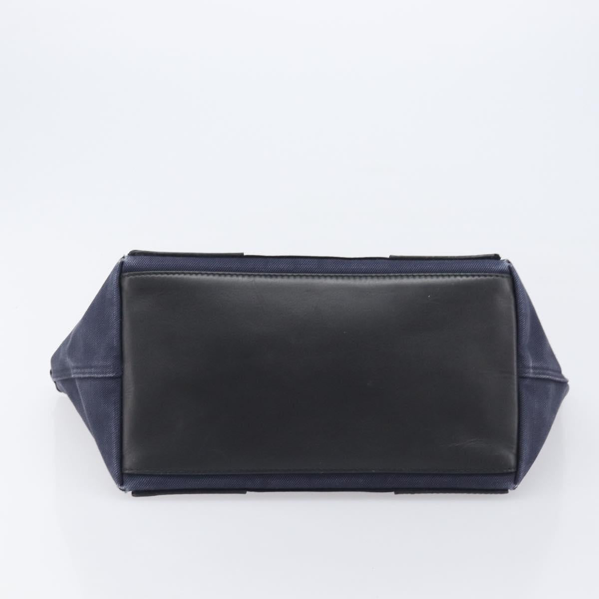 Balenciaga Navy Cabas S Hand Bag Canvas Navy Silver 339933 Auth 205192