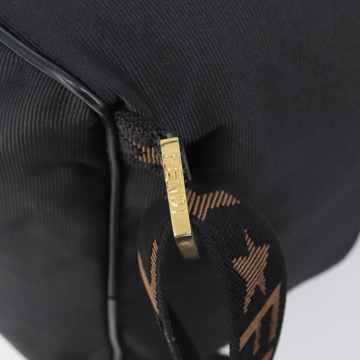 FENDI Backpack Nylon Black Gold Auth 205202A