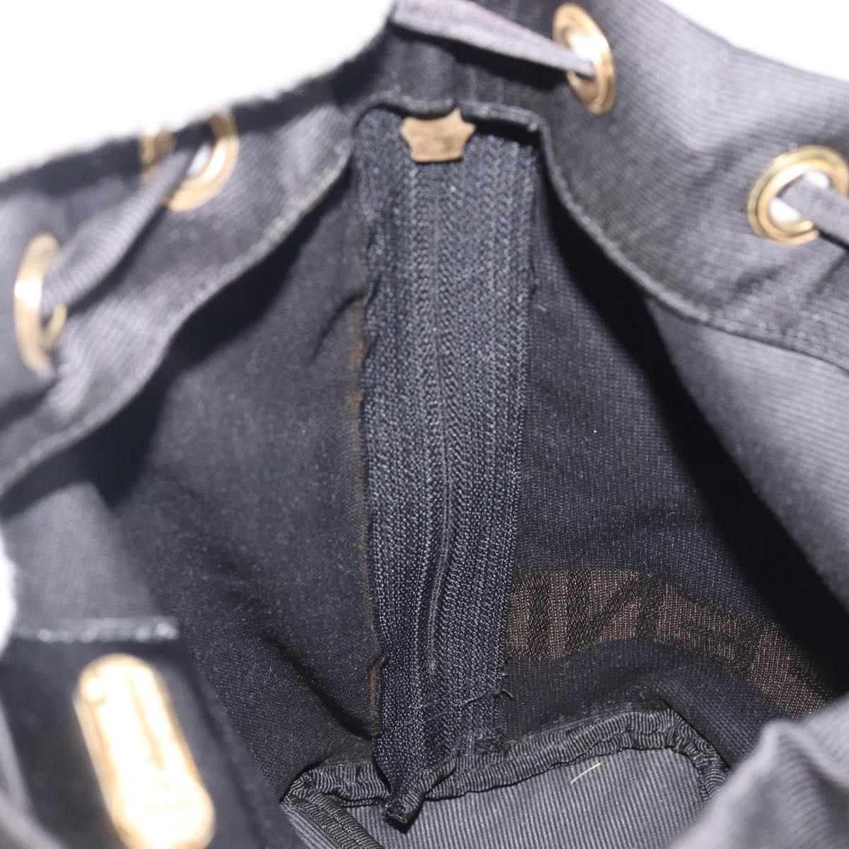 FENDI Backpack Nylon Black Gold Auth 205202A