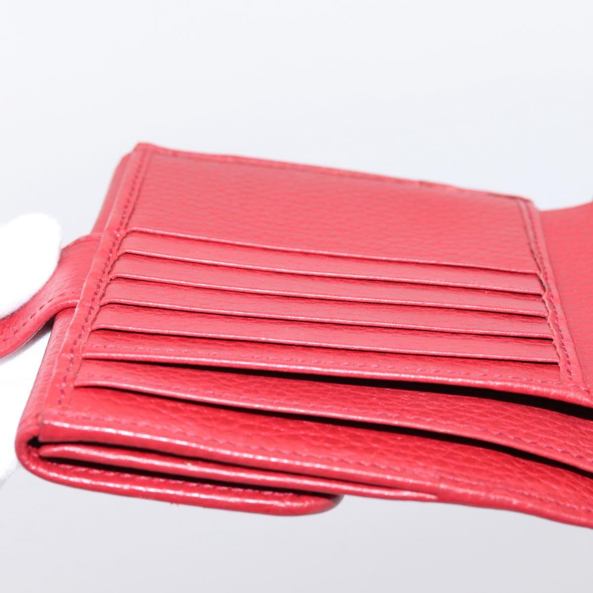 GUCCI Interlocking Bifold Wallet Leather Red Gold Beige 615525 Auth 205205V