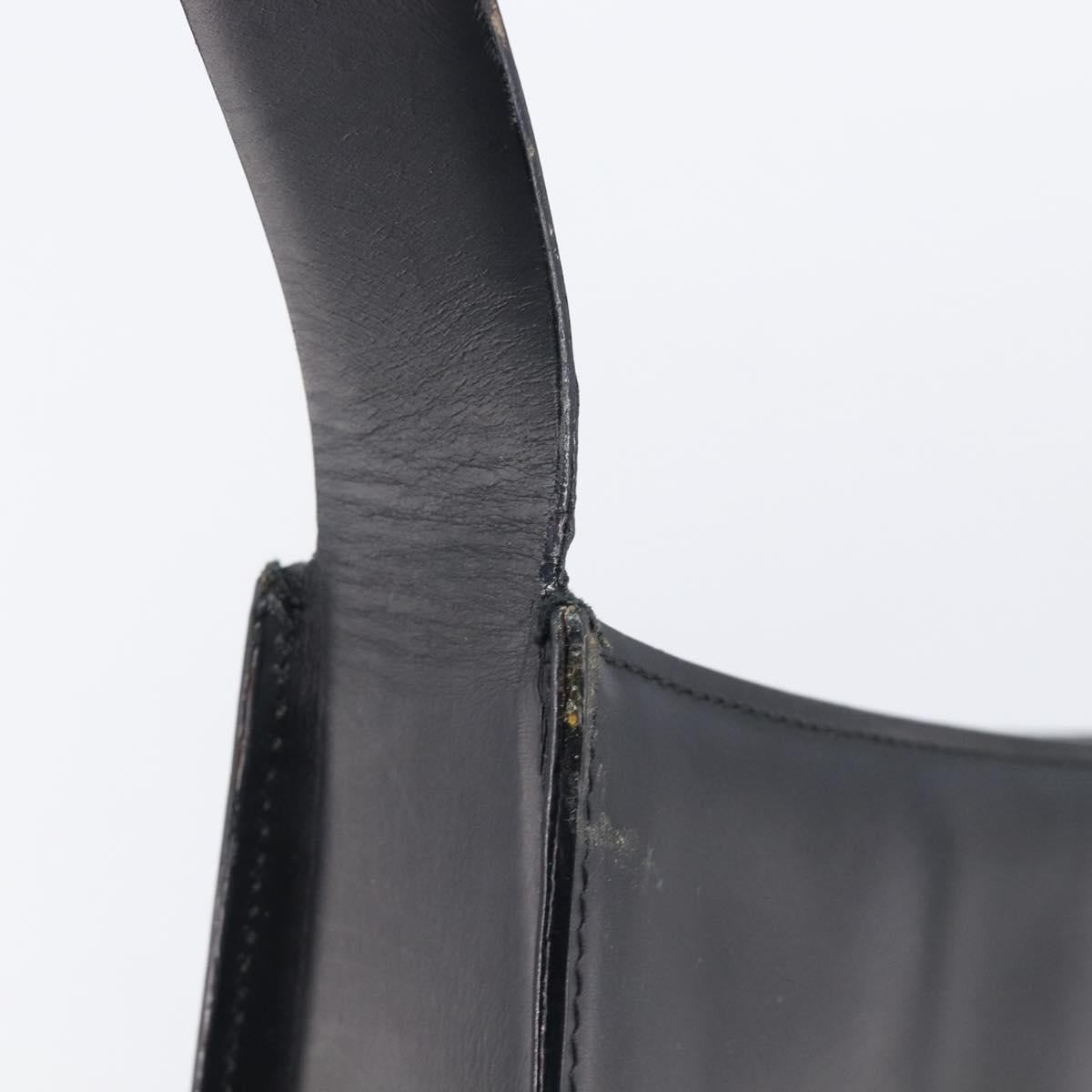 GUCCI Shoulder Bag Patent leather Black Silver Auth 205233