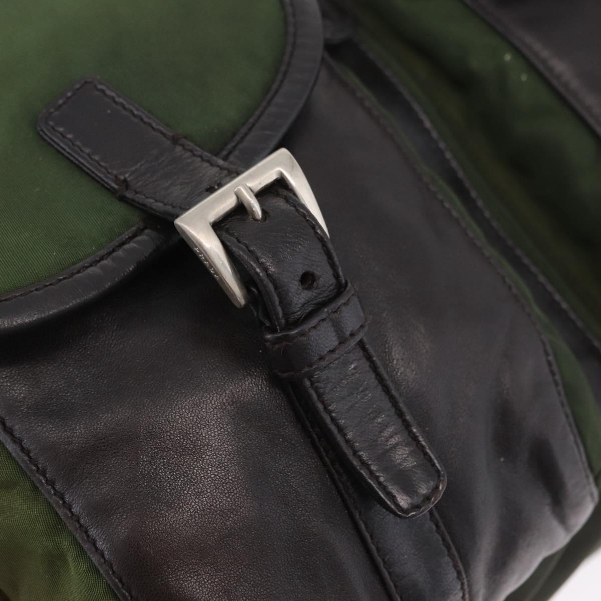 PRADA Backpack Nylon Green Silver Auth 205236