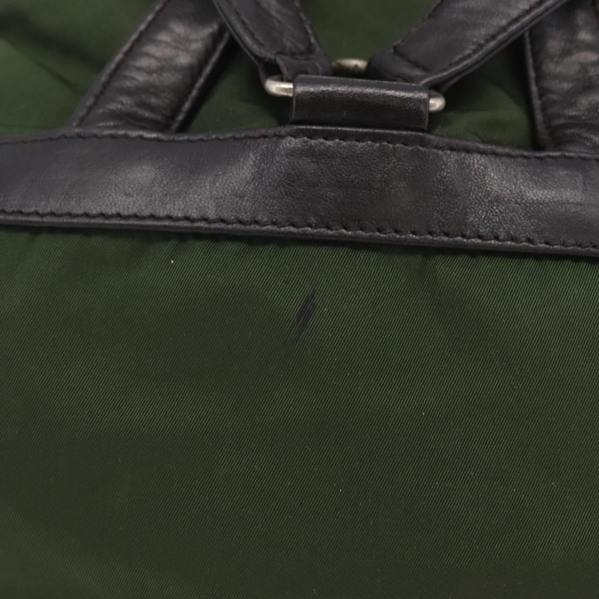 PRADA Backpack Nylon Green Silver Auth 205236