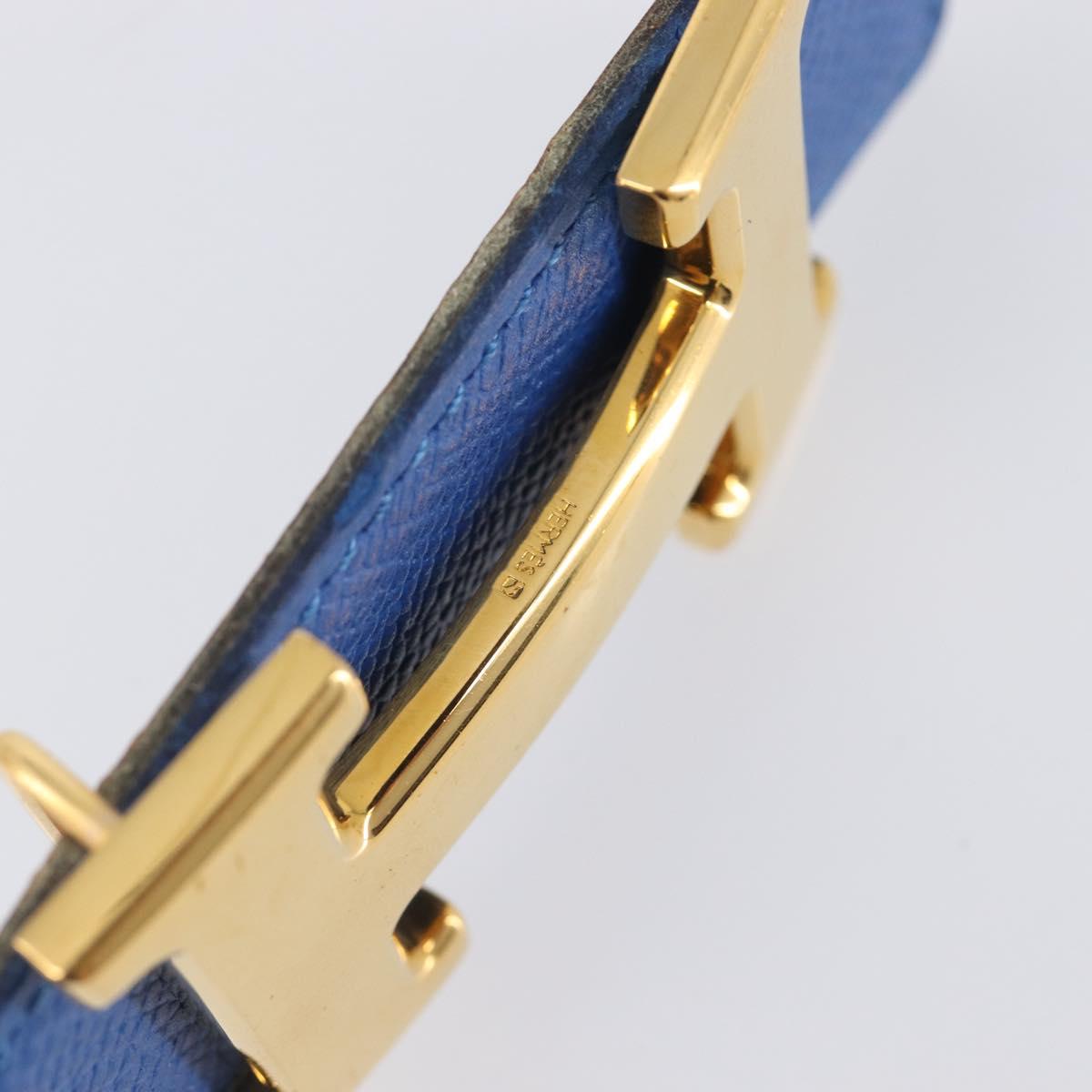 HERMES Constance H Belt Leather 70 Brown Gold Auth 205238V