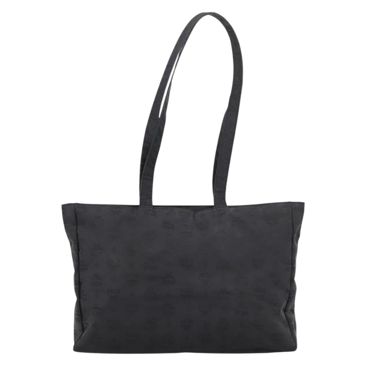 MCM Logogram Vicetos Tote Bag PVC Black Gold Auth 205249