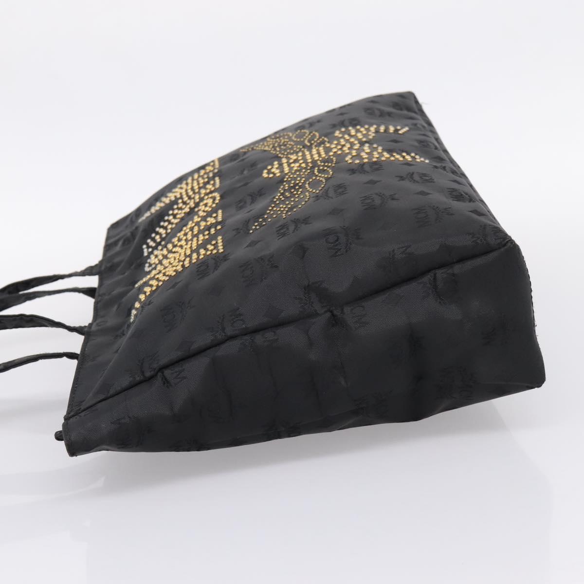 MCM Logogram Vicetos Tote Bag PVC Black Gold Auth 205249