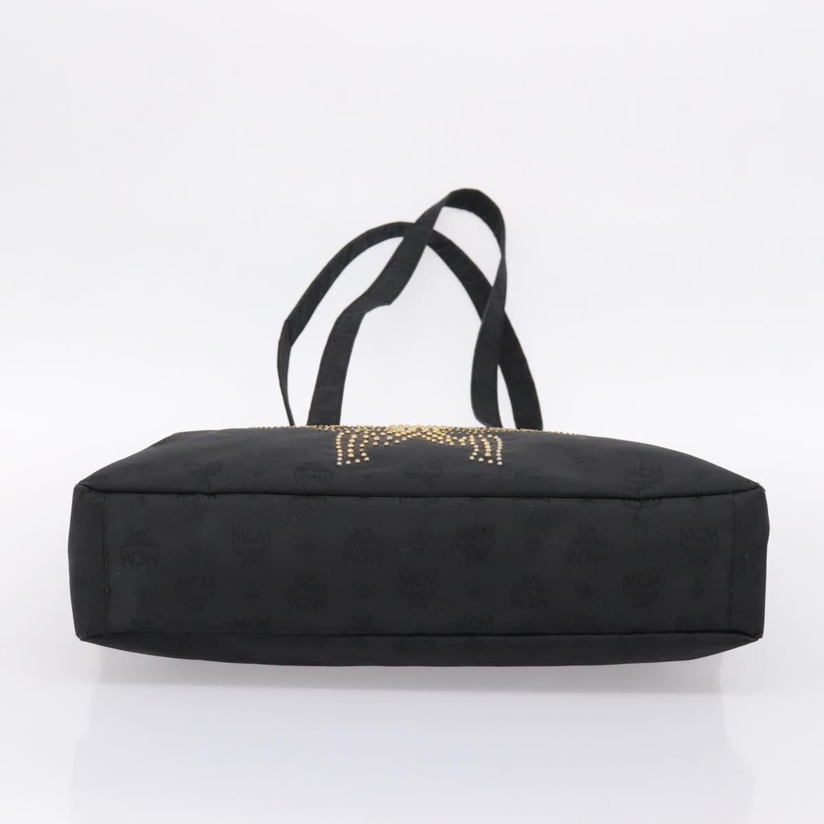 MCM Logogram Vicetos Tote Bag PVC Black Gold Auth 205249