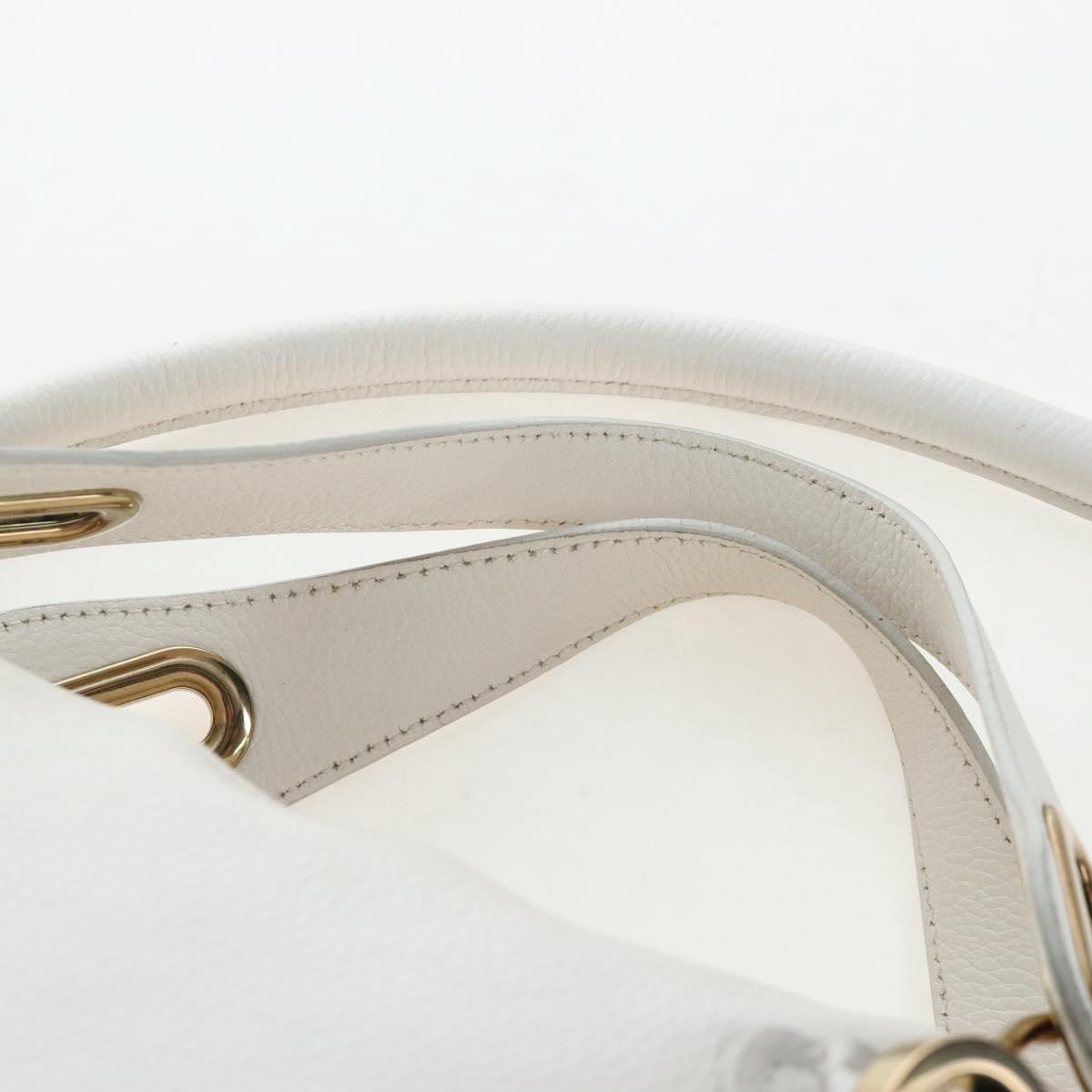 Chloe Paraty Hand Bag Leather 2way White Gold Auth 205290V