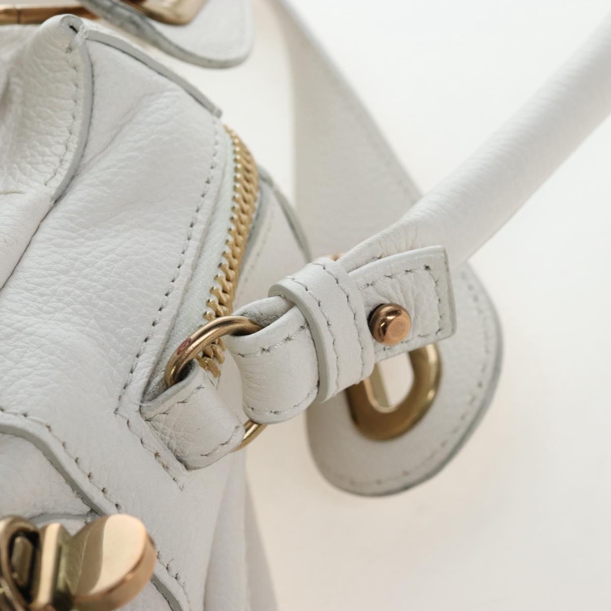 Chloe Paraty Hand Bag Leather 2way White Gold Auth 205290V