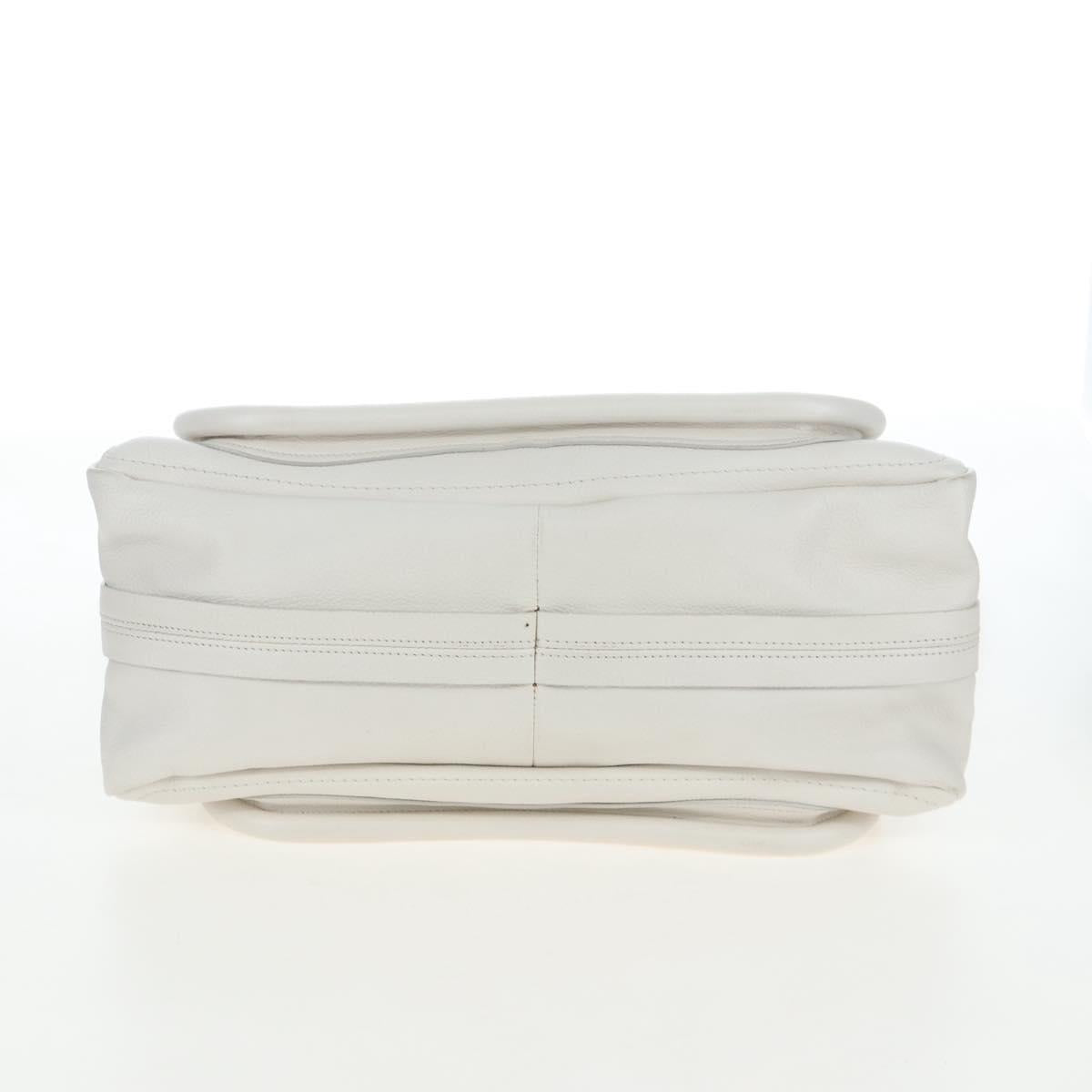 Chloe Paraty Hand Bag Leather 2way White Gold Auth 205290V