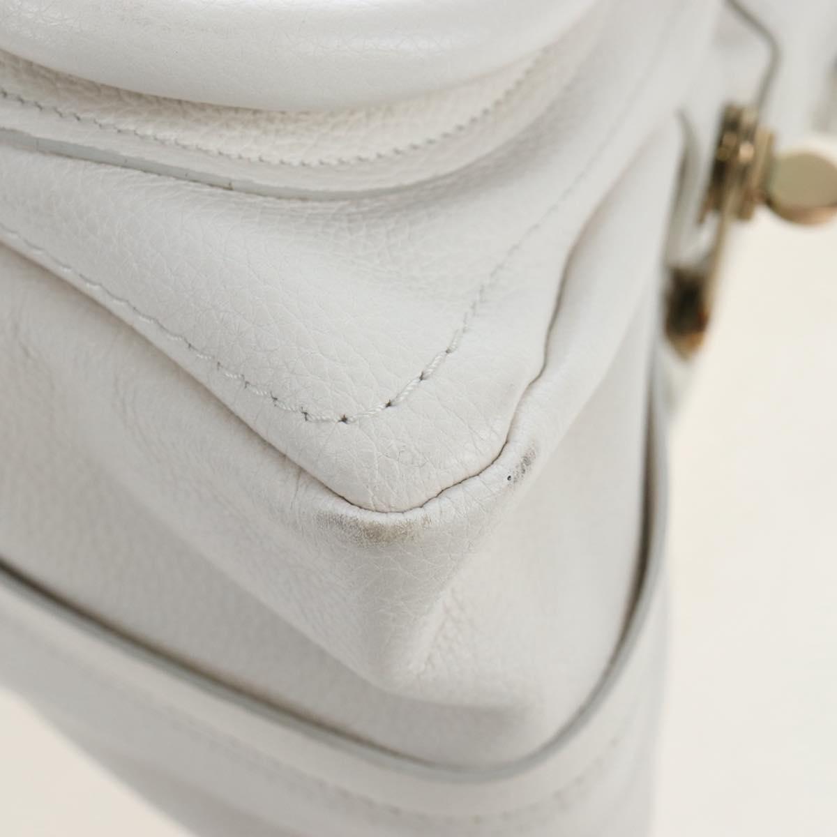 Chloe Paraty Hand Bag Leather 2way White Gold Auth 205290V