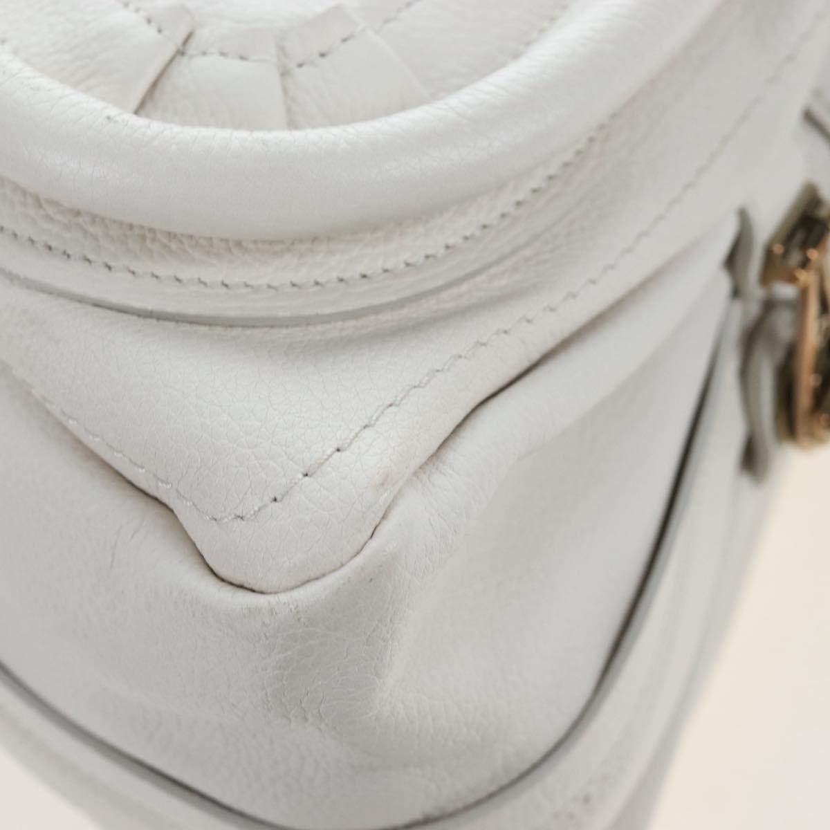 Chloe Paraty Hand Bag Leather 2way White Gold Auth 205290V
