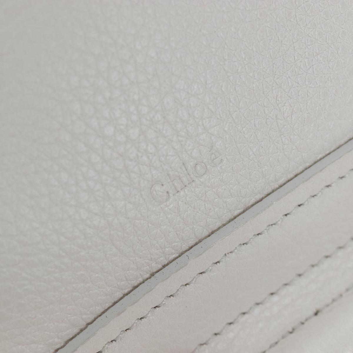 Chloe Paraty Hand Bag Leather 2way White Gold Auth 205290V