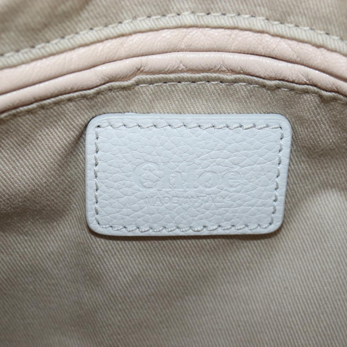 Chloe Paraty Hand Bag Leather 2way White Gold Auth 205290V