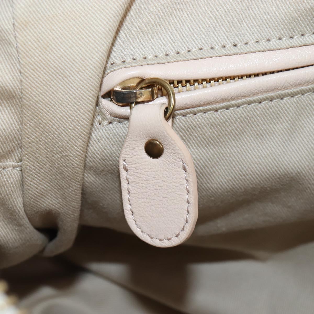 Chloe Paraty Hand Bag Leather 2way White Gold Auth 205290V