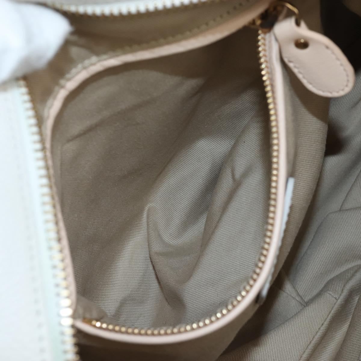 Chloe Paraty Hand Bag Leather 2way White Gold Auth 205290V