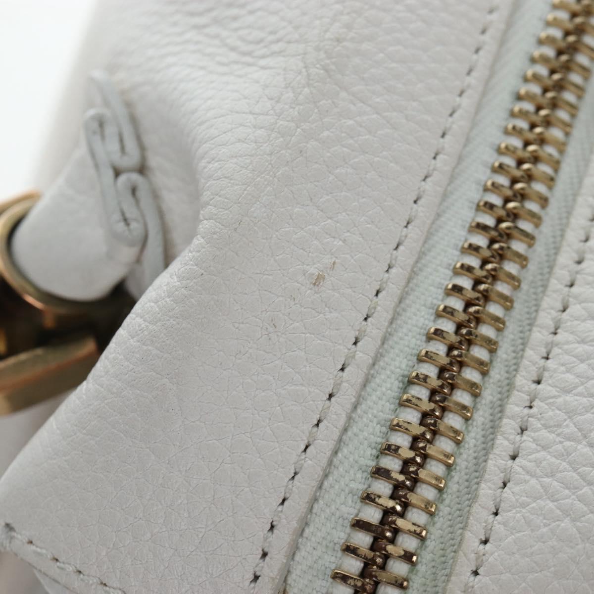 Chloe Paraty Hand Bag Leather 2way White Gold Auth 205290V