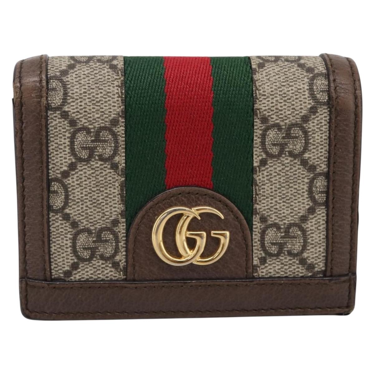 GUCCI GG Supreme Web Sherry Line Ophdia GG Wallet PVC Beige 523155 Auth 205313A