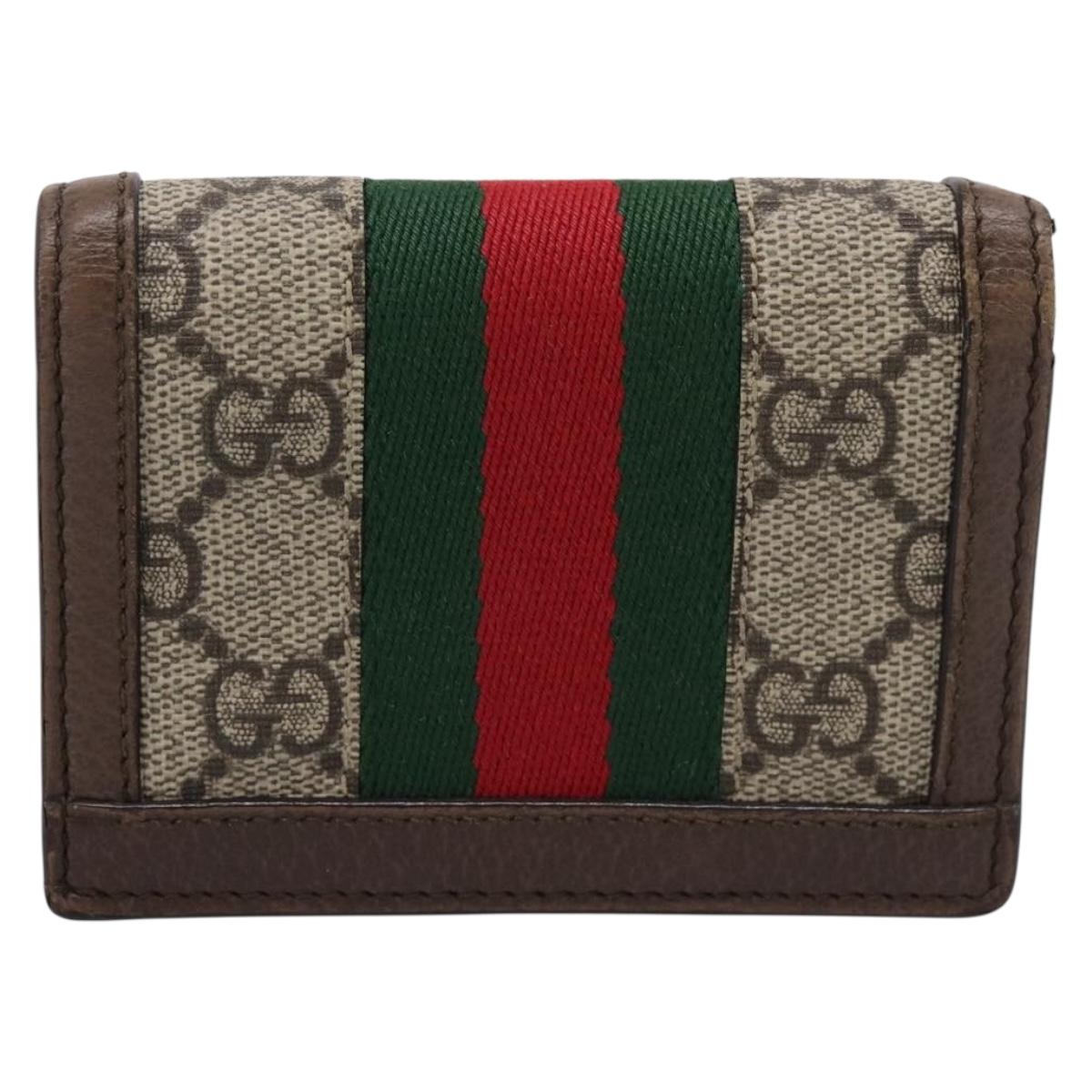 GUCCI GG Supreme Web Sherry Line Ophdia GG Wallet PVC Beige 523155 Auth 205313A
