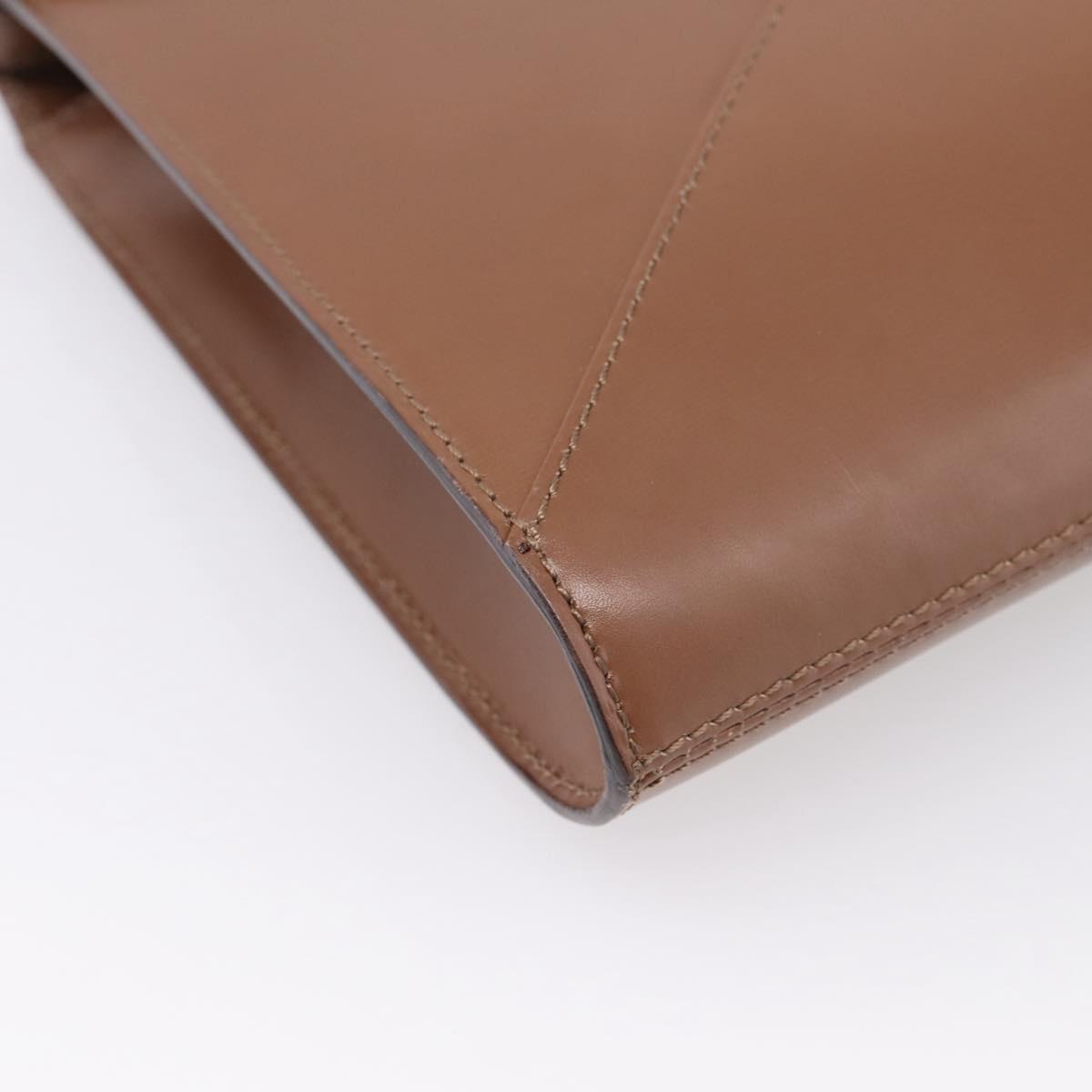 CELINE Shoulder Bag Leather Brown Gold Auth 205342