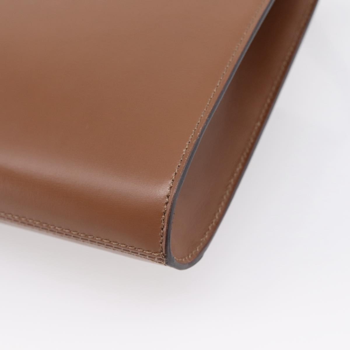 CELINE Shoulder Bag Leather Brown Gold Auth 205342