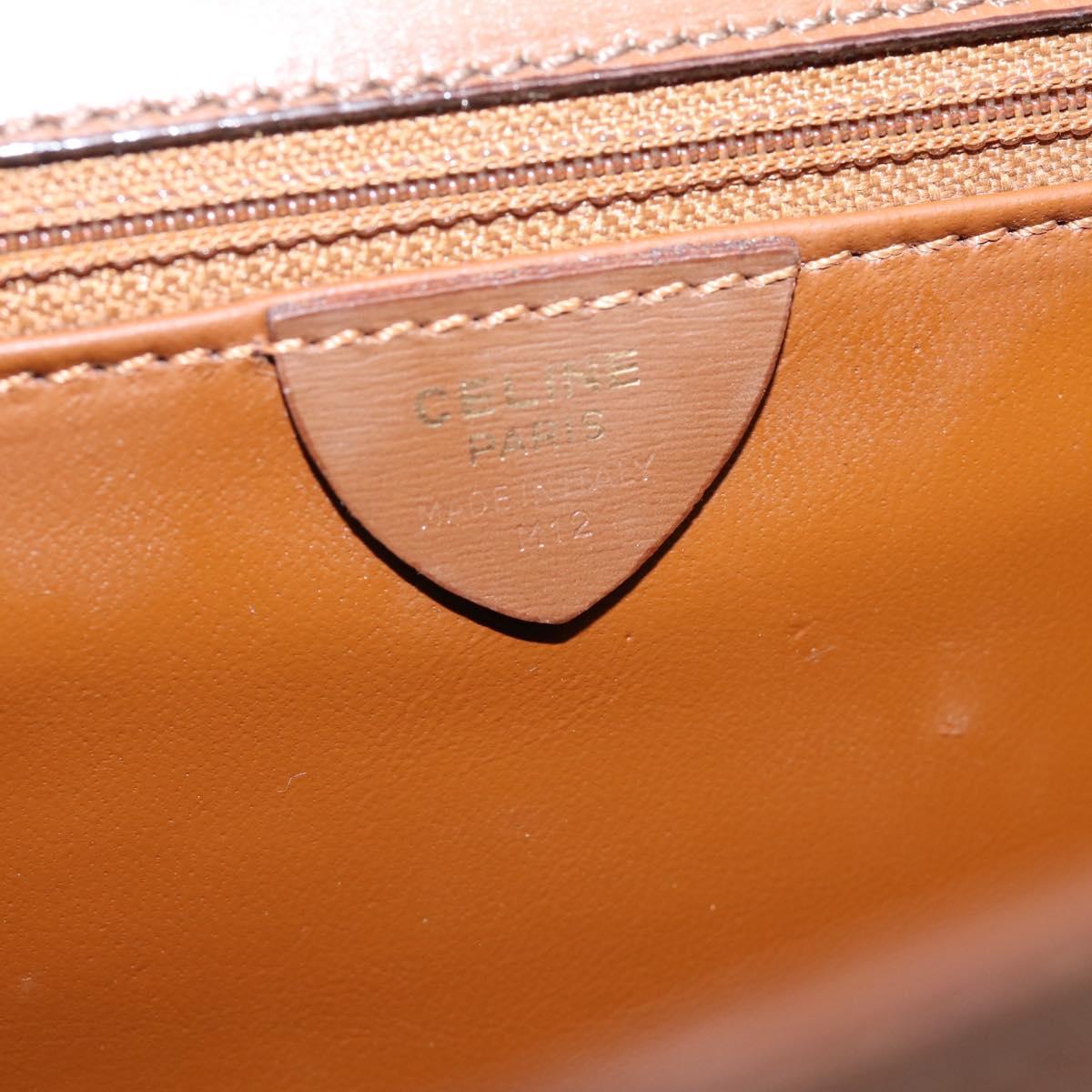 CELINE Shoulder Bag Leather Brown Gold Auth 205342