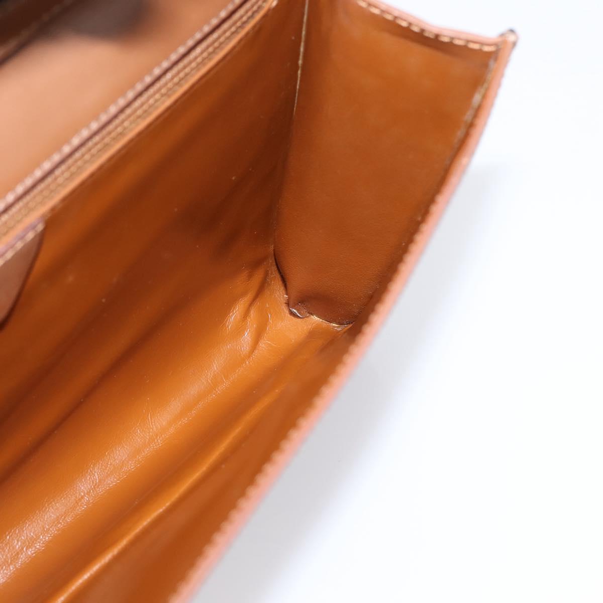 CELINE Shoulder Bag Leather Brown Gold Auth 205342