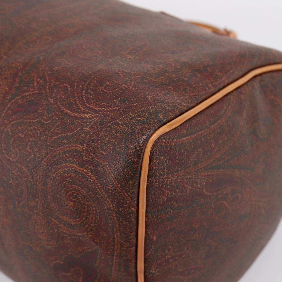 ETRO Paisley Hand Bag PVC Leather Brown Gold Auth 205356A