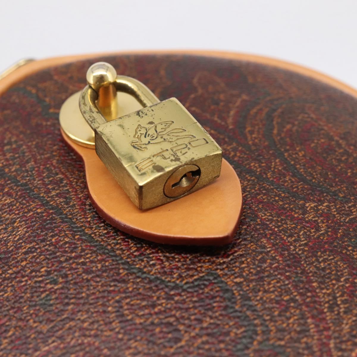 ETRO Paisley Hand Bag PVC Leather Brown Gold Auth 205356A