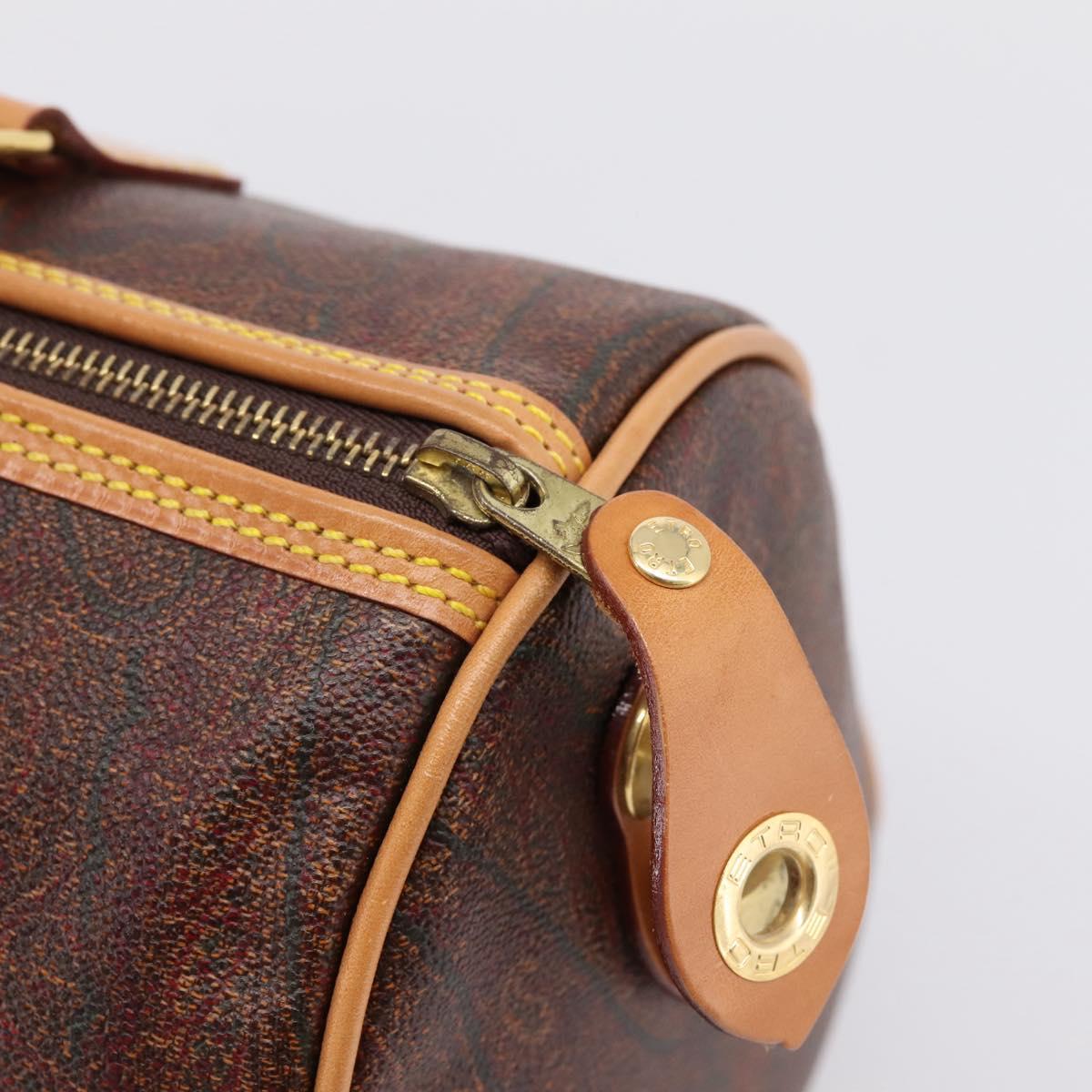 ETRO Paisley Hand Bag PVC Leather Brown Gold Auth 205356A