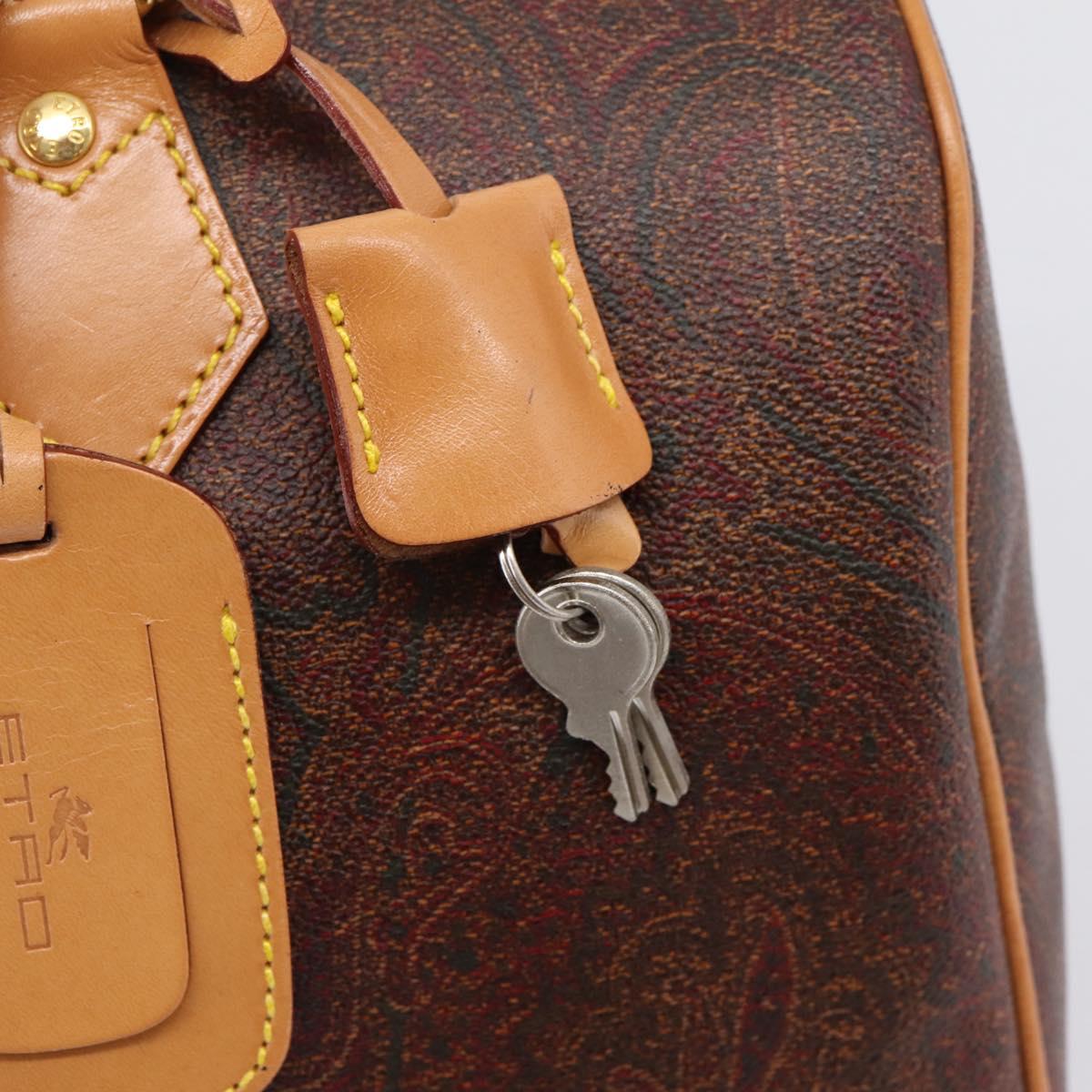 ETRO Paisley Hand Bag PVC Leather Brown Gold Auth 205356A