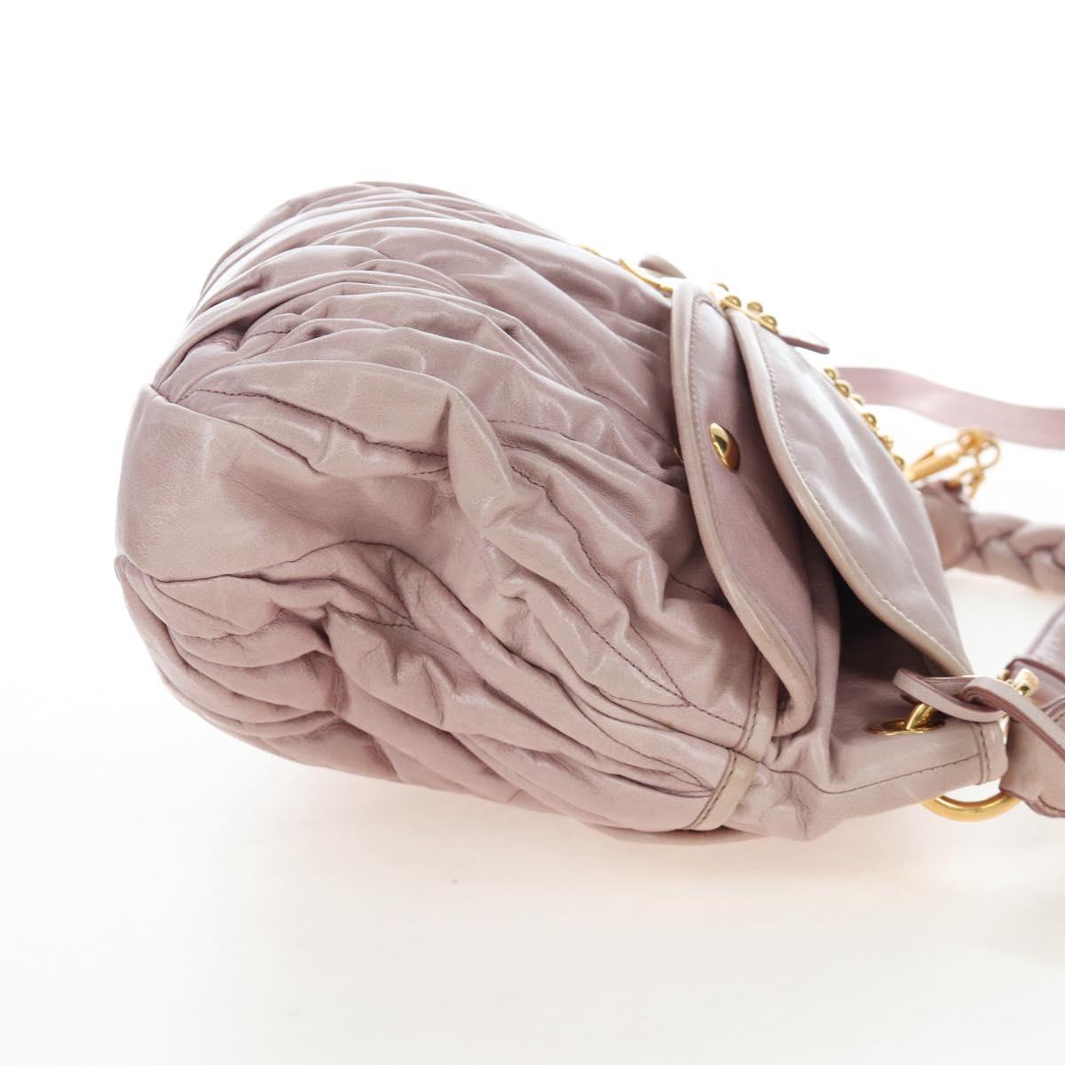 Miu Miu Matelasse Hand Bag Leather 2way Beige Gold Auth 205358V