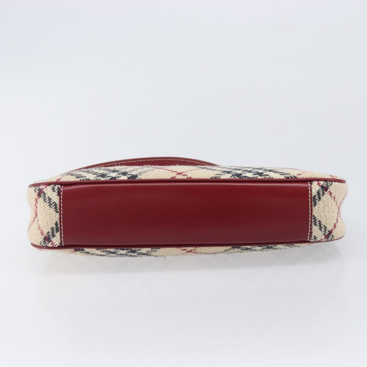 BURBERRY Nova Check Blue Label Hand Bag Canvas Beige Silver Auth 205362V
