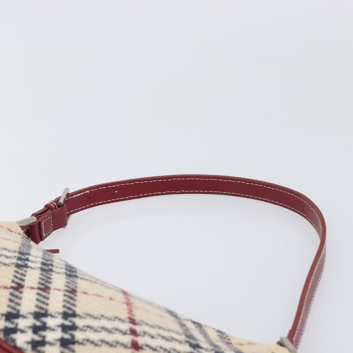 BURBERRY Nova Check Blue Label Hand Bag Canvas Beige Silver Auth 205362V