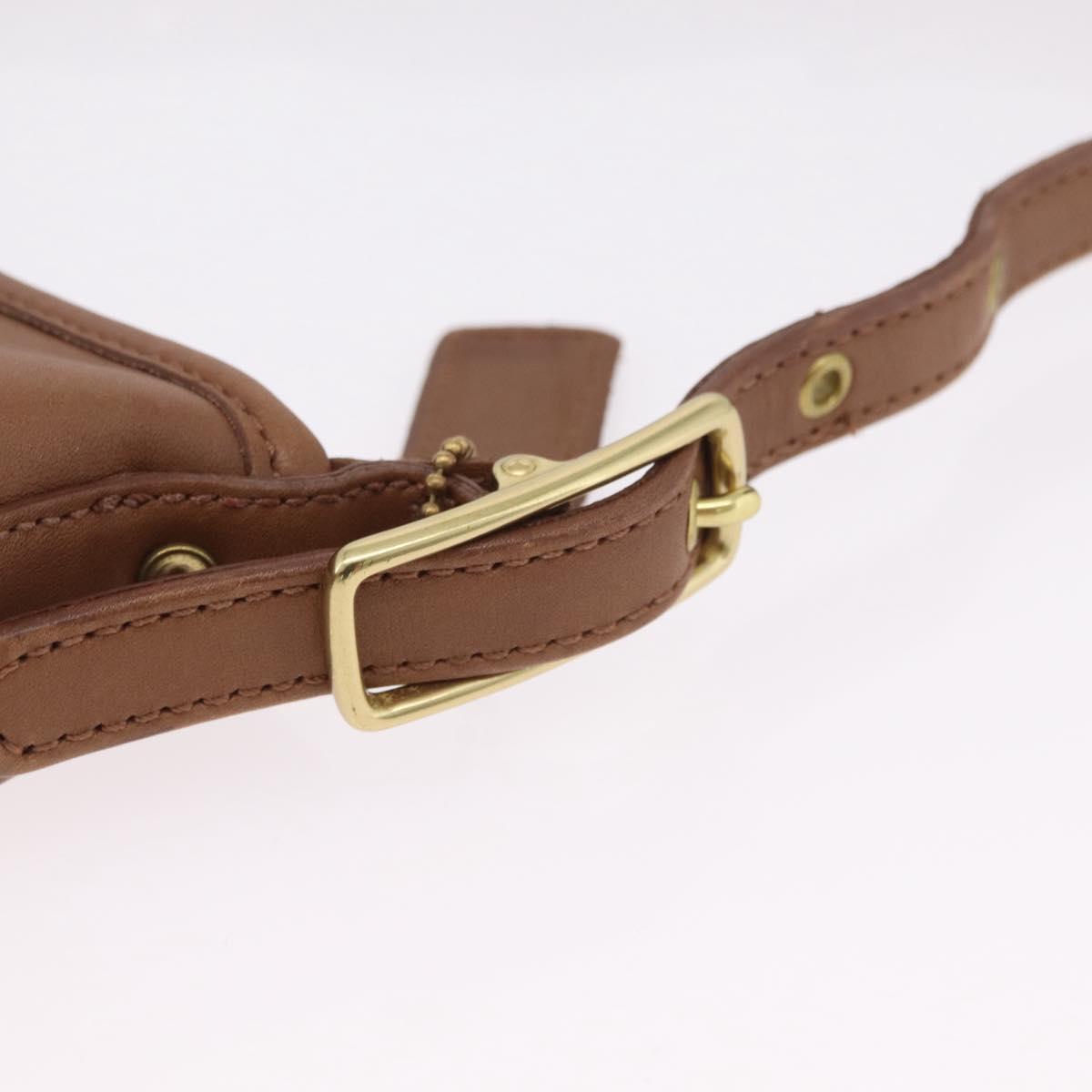Coach Hand Bag Leather Brown Gold Auth 205368A