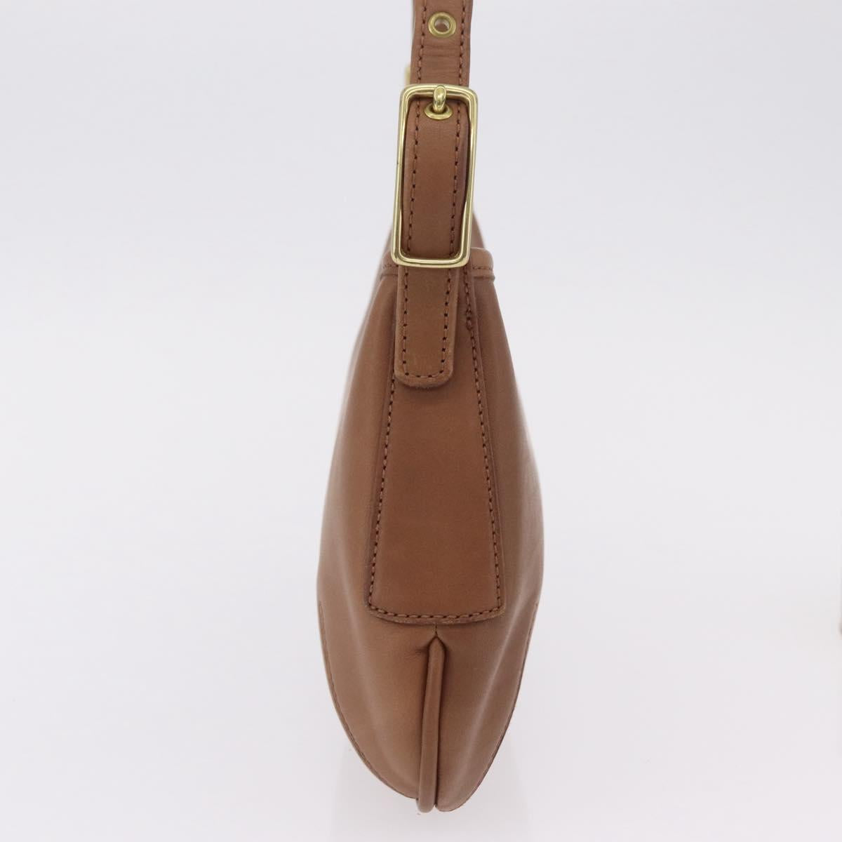 Coach Hand Bag Leather Brown Gold Auth 205368A