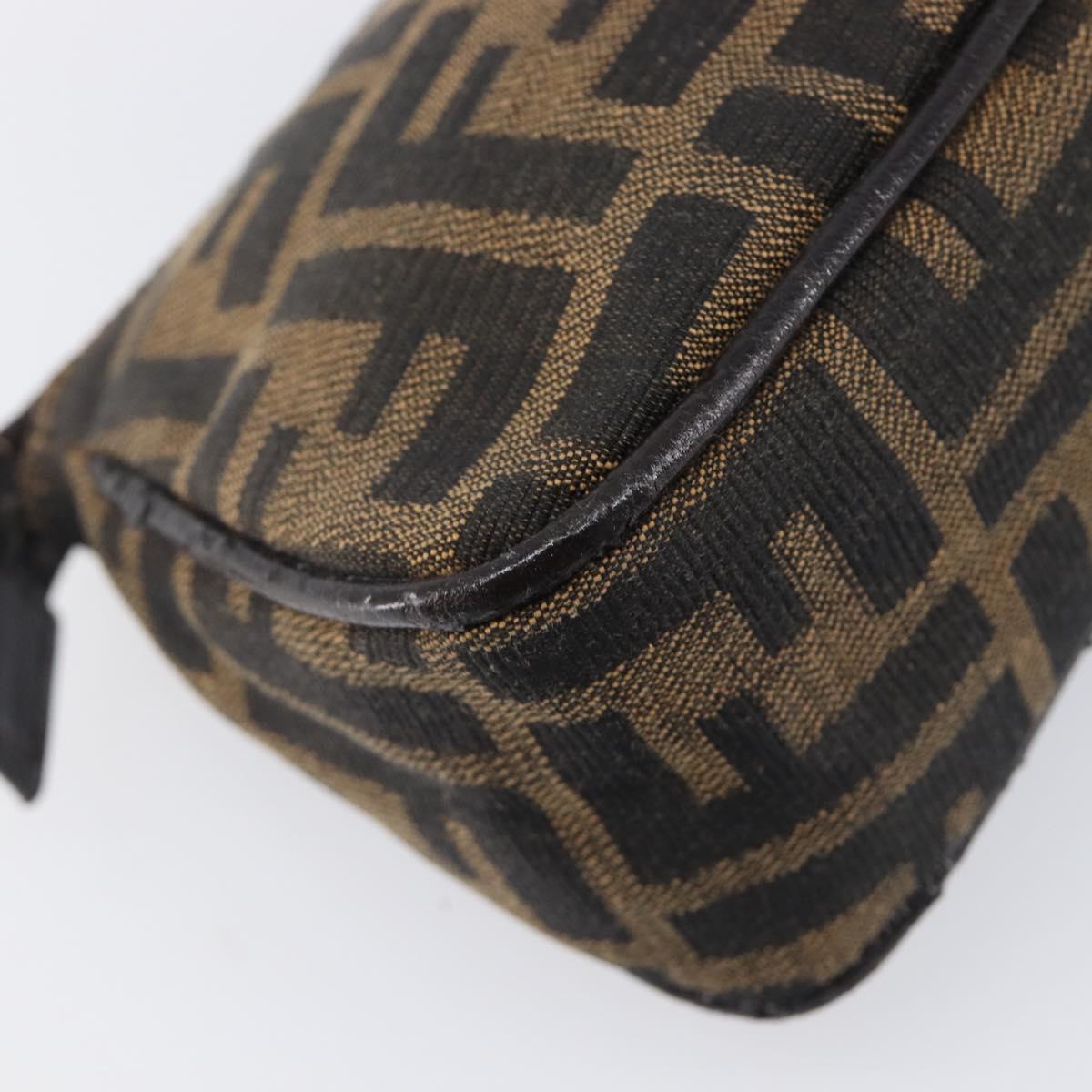 FENDI Zucca Canvas Pouch Black Brown Auth 205385