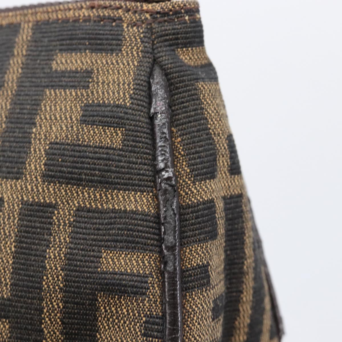 FENDI Zucca Canvas Pouch Black Brown Auth 205385