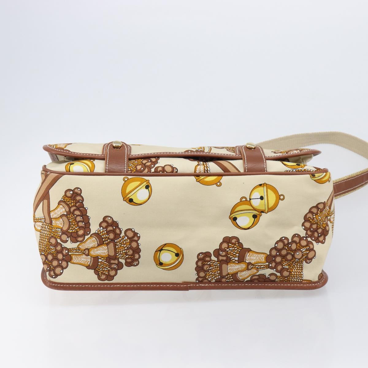 LOEWE Shoulder Bag Canvas 2way Brown White gold Auth 205388A