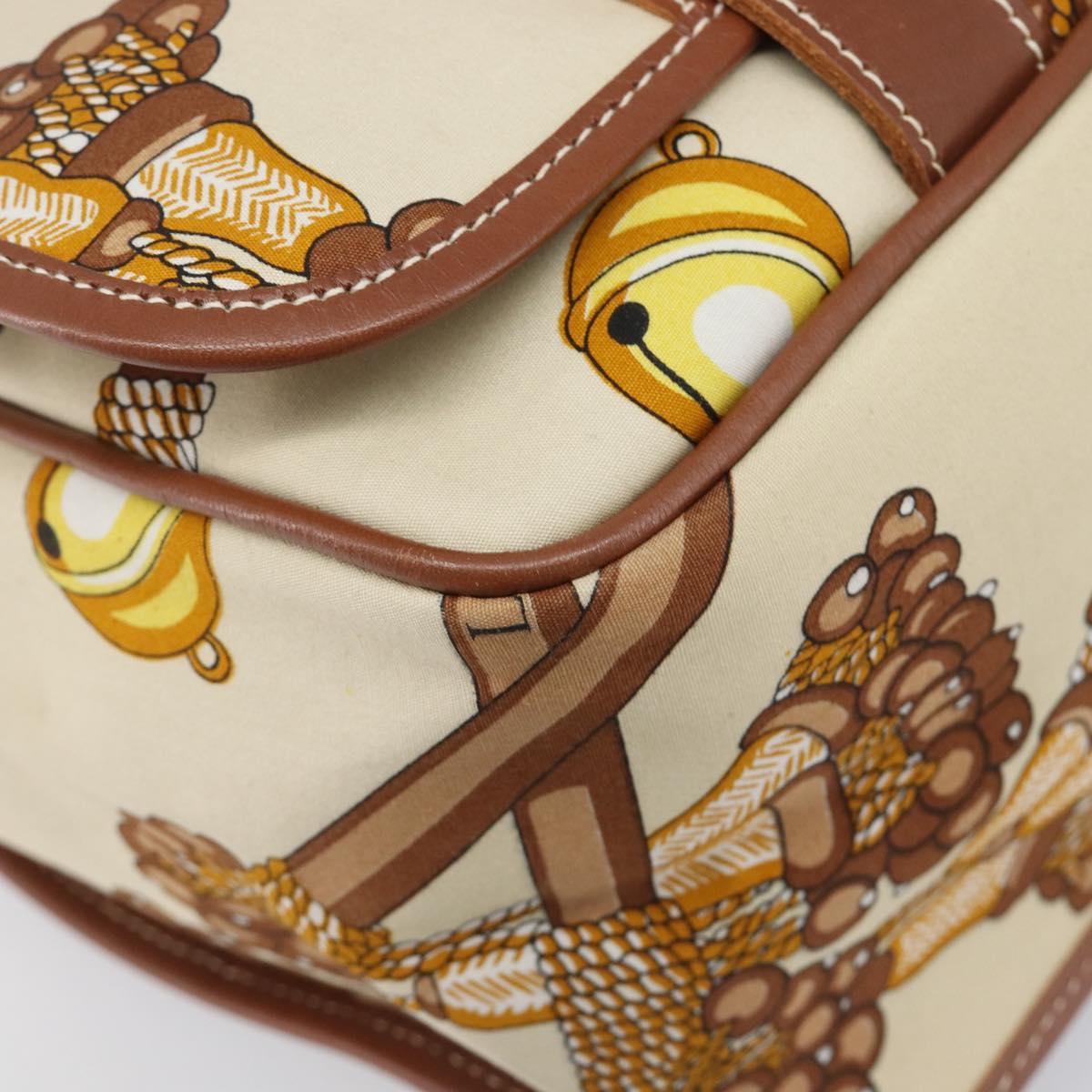 LOEWE Shoulder Bag Canvas 2way Brown White gold Auth 205388A