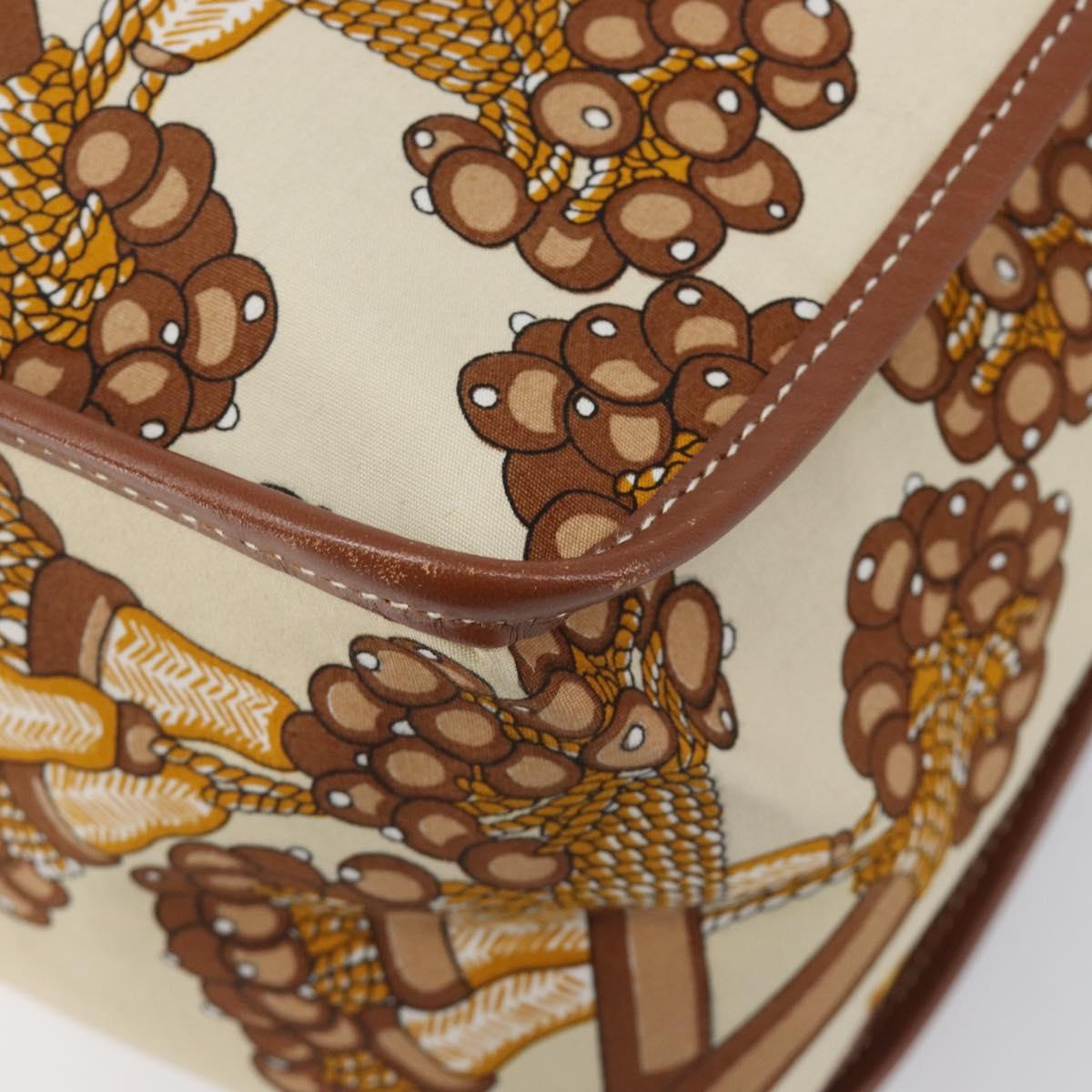 LOEWE Shoulder Bag Canvas 2way Brown White gold Auth 205388A