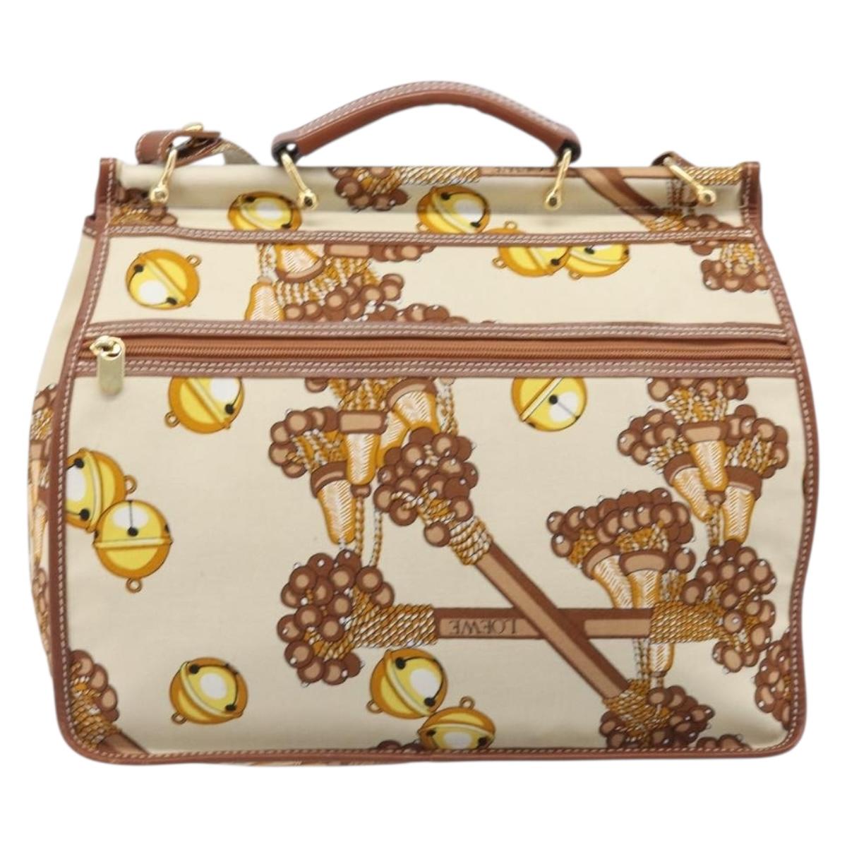 LOEWE Shoulder Bag Canvas 2way Brown White gold Auth 205388A