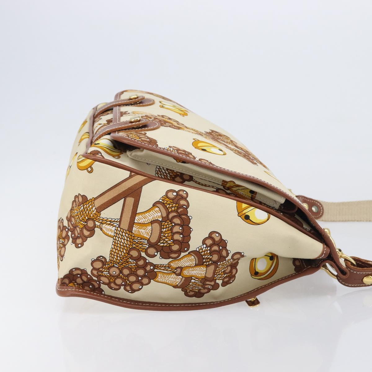 LOEWE Shoulder Bag Canvas 2way Brown White gold Auth 205388A