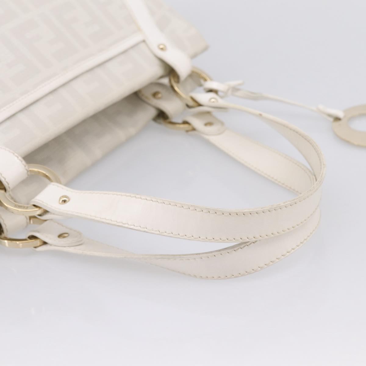 FENDI Zucca Canvas Tote Bag PVC White Gold ANF 108 Auth 205396V