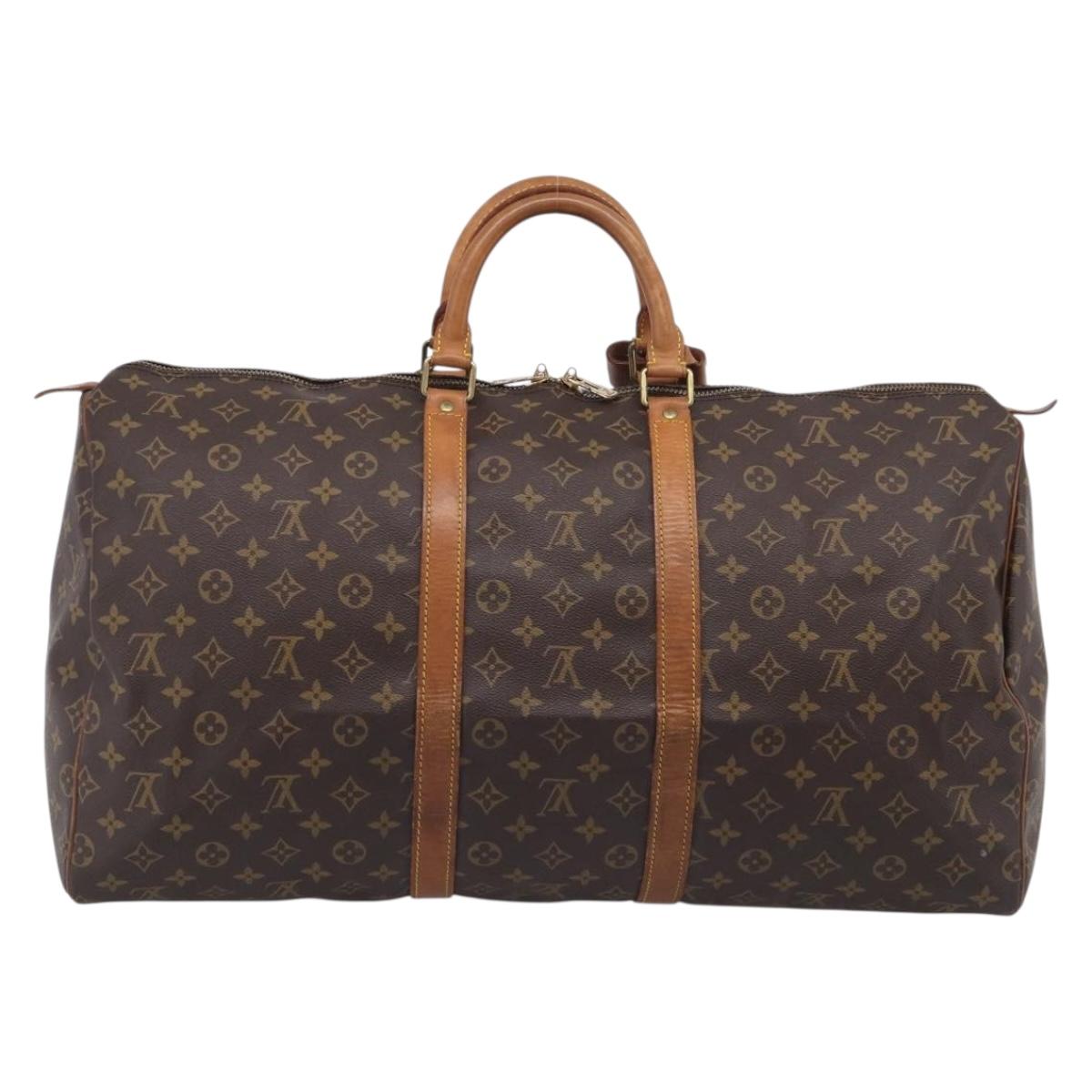 LOUIS VUITTON Monogram Keepall 55 Boston Bag M41424 LV Auth 205401V